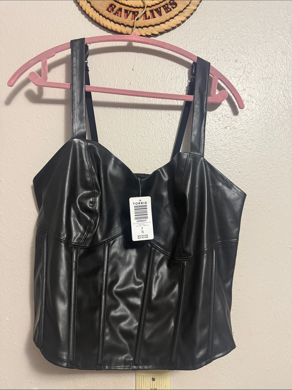 torrid Black Faux Leather Bustier Tank